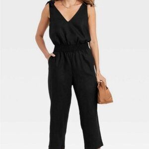 A New Day Sleeveless Tie Shoulder Jumpsuit-Size Small